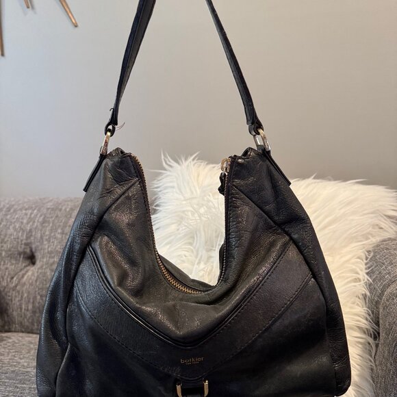 Botkier Leather Hobo Bag โ Dark Green Fringe & Stud Detail Zipper Detail - Picture 4 of 16